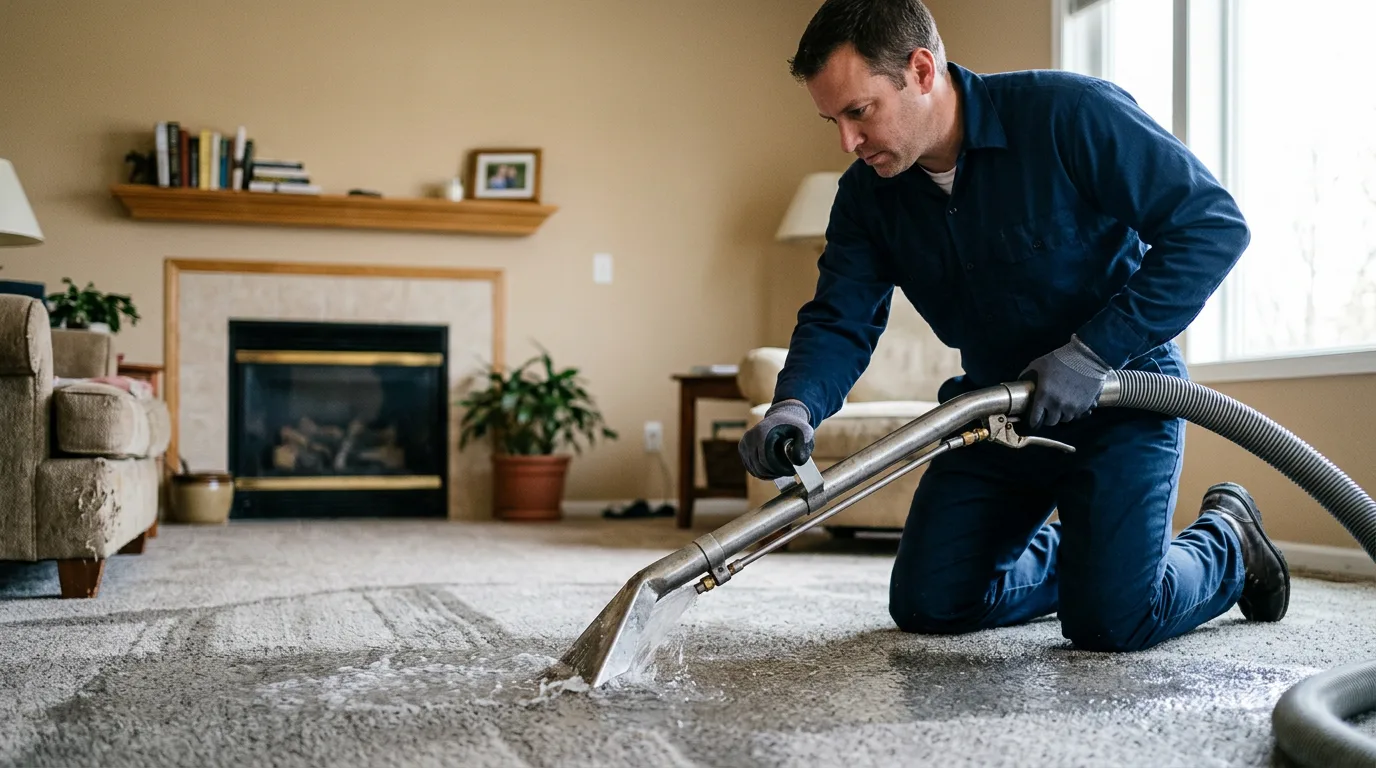 Water damage restoration technician working near Anderson, MO